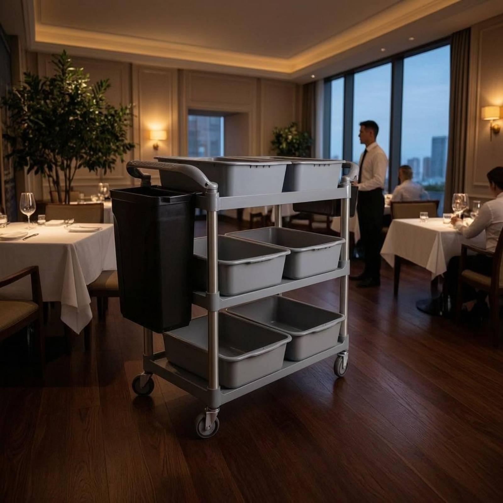 Commercial Kitchen Cleaning Services - Wielopoziomowy wózek komercyjny z półkami, organizer